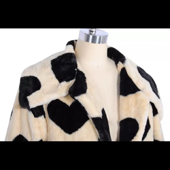 Marseille Pari Black Hearts Faux Fur Lux Driving Midi Coat In Honey - Picture 7 of 9